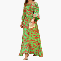 Kalinda | Fließendes Alloverdruck Maxikleid - Grün