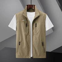 Karlo | Herren Outdoorweste ärmellos mit Reißverschluss - Khaki