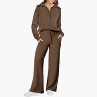 Katarina | Damen Trainingsanzug Set mit Halbzip - Braun