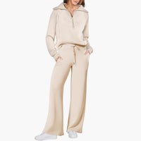 Katarina | Damen Trainingsanzug Set mit Halbzip - Aprikose