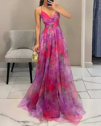 Katharina | Florales Maxikleid mit fließender Silhouette - Rosa
