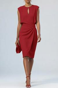 Katharina | Midikleid mit Schlüsselloch-Ausschnitt - Rot