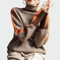 Lara | Damen Gestrickter Rollkragenpullover - Orange