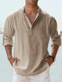 Jonas | Stilvolles Herren Leinenhemd modern - Khaki