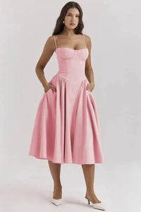 Kiki | Damen Retro Midikleid – Nostalgisches Retro Midi Kleid - Pink