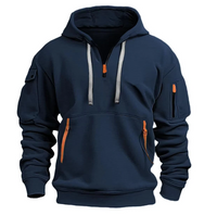 Kilian | Herren Kapuzenpullover mit Reißverschlusstaschen - Dunkelblau