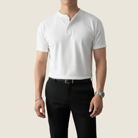 Kjell | Herren Henley Shirt Minimalistisch Sommer - Weiß