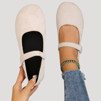 Klara | Damen Mary Jane Ballerinas Riemchen Flach - Weiß