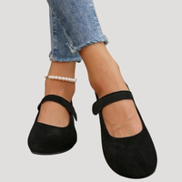 Klara | Damen Mary Jane Ballerinas Riemchen Flach - Schwarz