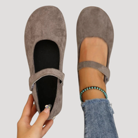 Klara | Damen Mary Jane Ballerinas Riemchen Flach - Braun