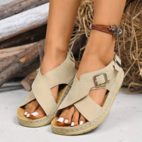Klara | Damen Riemchen Platform Sandalen - Grau