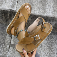Klara | Damen Riemchen Platform Sandalen - Hellbraun