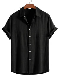 Kurzarm-Button-Down-Hemd für Herren - Schwarz