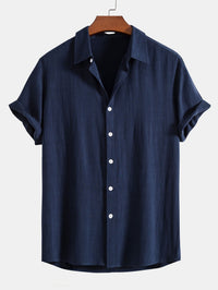 Kurzarm-Button-Down-Hemd für Herren - Marineblau