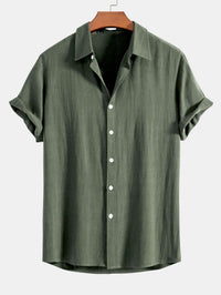 Kurzarm-Button-Down-Hemd für Herren - Olivgrün