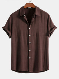 Kurzarm-Button-Down-Hemd für Herren - Dunkelbraun