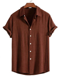 Kurzarm-Button-Down-Hemd für Herren - Braun