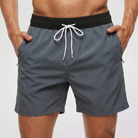 Kurze Herren-Badeshorts mit Kontrastbund - Grau
