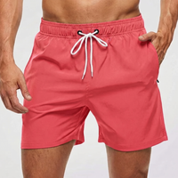 Kurze Herren-Badeshorts mit Kontrastbund - Pink
