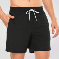 Kurze Herren-Badeshorts mit Kontrastbund - Schwarz