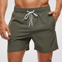 Kurze Herren-Badeshorts mit Kontrastbund - Armeegrün