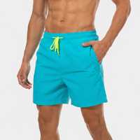 Kurze Herren-Badeshorts mit Kontrastbund - Türkis