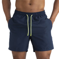 Kurze Herren-Badeshorts mit Kontrastbund - Marineblau