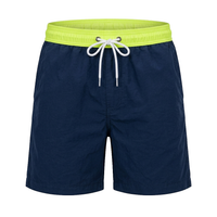 Kurze Herren-Badeshorts mit Kontrastbund - Grün Marineblau