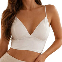 Kurzes Damen-Camisole mit V-Ausschnitt - Weiß