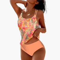 Dam Tankini Bikini Set – Bohemian Stil für Strand und Pool - Orange