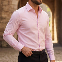 Langarm-Button-Down-Hemd für Herren - Zartrosa