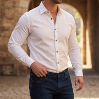 Langarm-Button-Down-Hemd für Herren - Arktisches Weiß