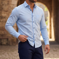 Langarm-Button-Down-Hemd für Herren - Himmelblau