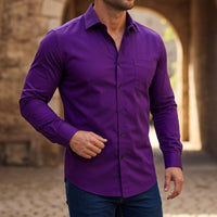 Langarm-Button-Down-Hemd für Herren - Königs Lila