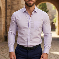 Langarm-Button-Down-Hemd für Herren - Lavendelnebel