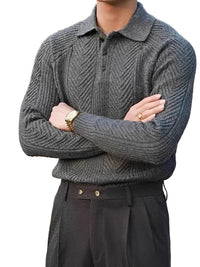 Langärmeliger Strickpullover mit Struktur für Herren - Grau