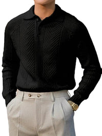 Langärmeliger Strickpullover mit Struktur für Herren - Schwarz