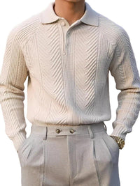 Langärmeliger Strickpullover mit Struktur für Herren - Beige