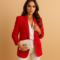 Marie | Eleganter Damen Longblazer modern stilvoll - Rot