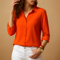 Akera - Stilvolle Damenbluse mit langen Ärmeln - Orange