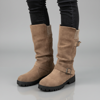 Lea | Damen Robuste Wadenlange Schnallen Stiefel - Braun
