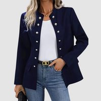 Lea | Damen Stilvoller Zweireihiger Blazer - Marineblau