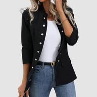 Lea | Damen Stilvoller Zweireihiger Blazer - Schwarz