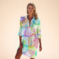 Lena | Lockeres Hemdkleid mit Knopfleiste - Regenbogen Muschel