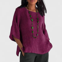 Leonie | Damen 3/4 Arm Bluse mit rundem Ausschnitt - Lila
