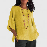 Leonie | Damen 3/4 Arm Bluse mit rundem Ausschnitt - Gelb