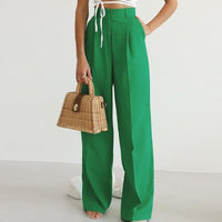 Leonie | Damen Weite Hose Hohe Taille - Grün