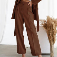 Leonie | Damen Weite Hose Hohe Taille - Braun