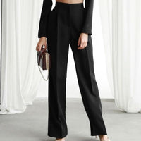 Leonie | Damen Weite Hose Hohe Taille - Schwarz