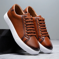 Simon | Hochwertige Herren Leder Sneakers Look - Haselnuss Braun